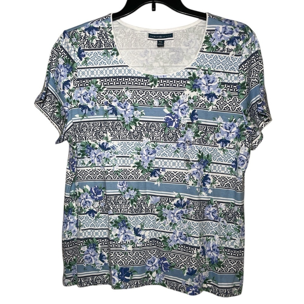 Karen Scott Printed Crew Neck T-Shirt sz XXL